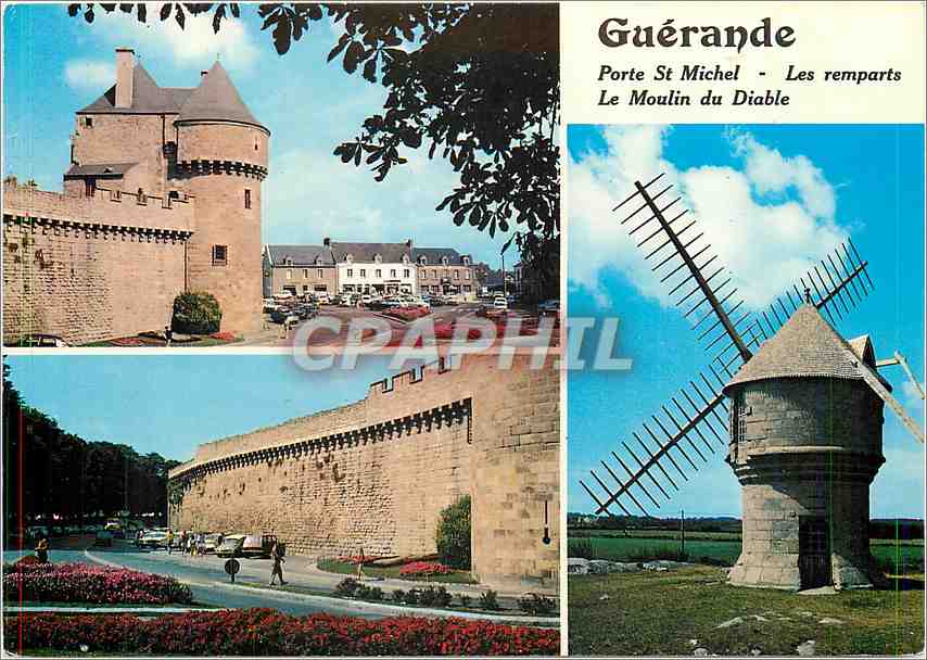 CPM Guerande Porte St Michel Les Remparts Le Moulin du Diable 