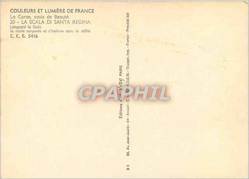 La Scala di Santa Regina — La route s'insinue dans le défilé — Éditions Jean-Jaurès, Paris — Verso