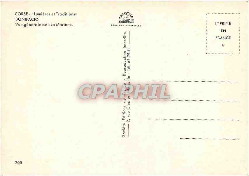 CPM Corse Bonifacio Vue generale de La Marine  — Rückseite