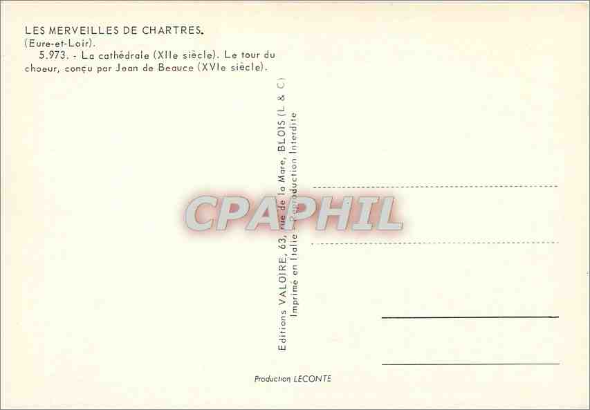 Chartres — Cathédrale — Chœur — Éditeur Valoire — Rückseite