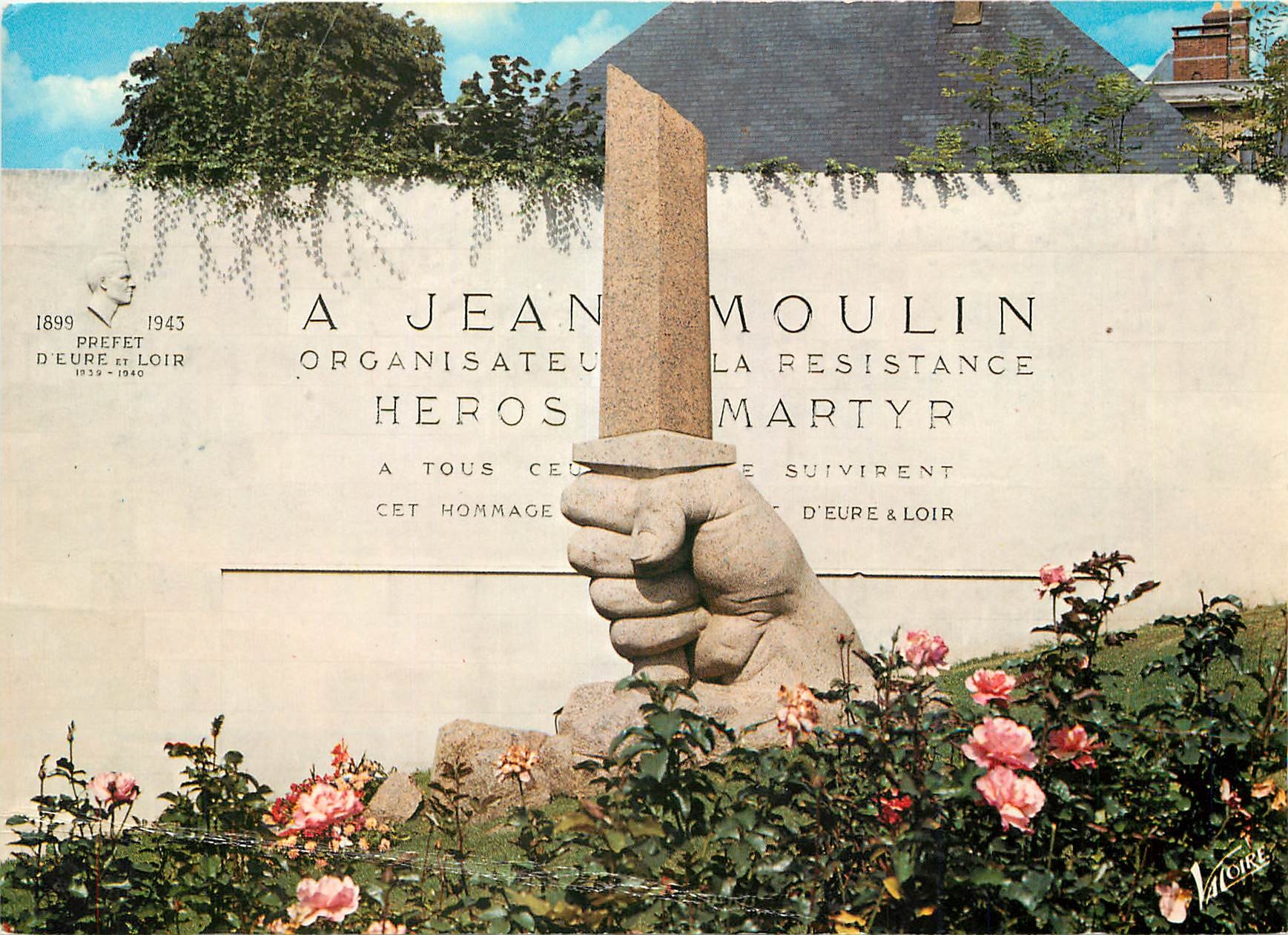 CPM Chartres Eure et Loir Le Monument a la memoire de Jean Moulin Militaria