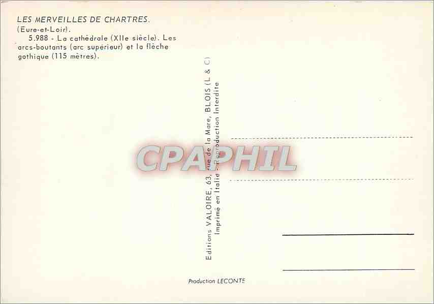 Chartres — Gotische Kathedrale — Éditeur Valoire — Rückseite