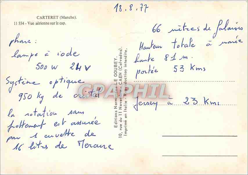 CPM Carteret Manche Vue aerienne sur le cap  — Rückseite