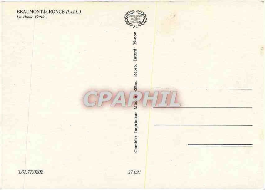 CPM Beaumont la Ronce L et L La Haute Barde  — Rückseite