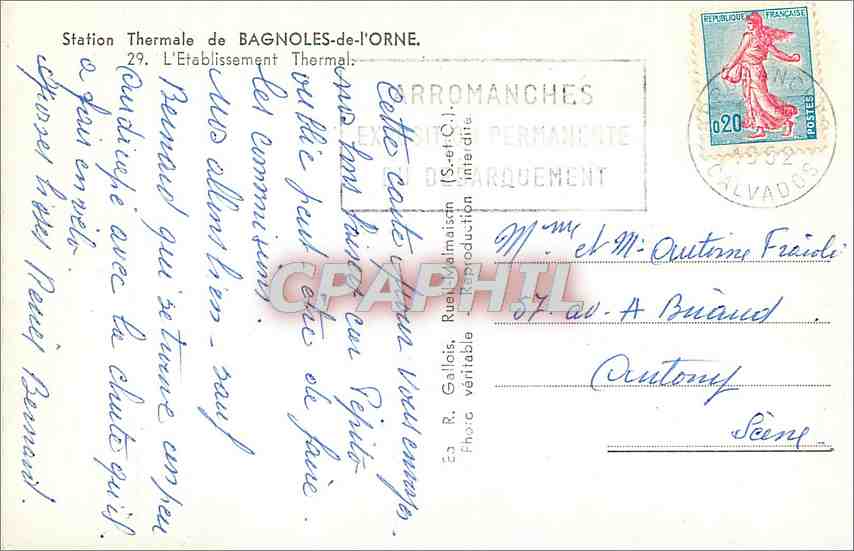 Station Thermale de BAGNOLES-de-l'ORNE — L'Établissement Thermal — Éditeur : Romainches (S.-et-C.) — Rückseite