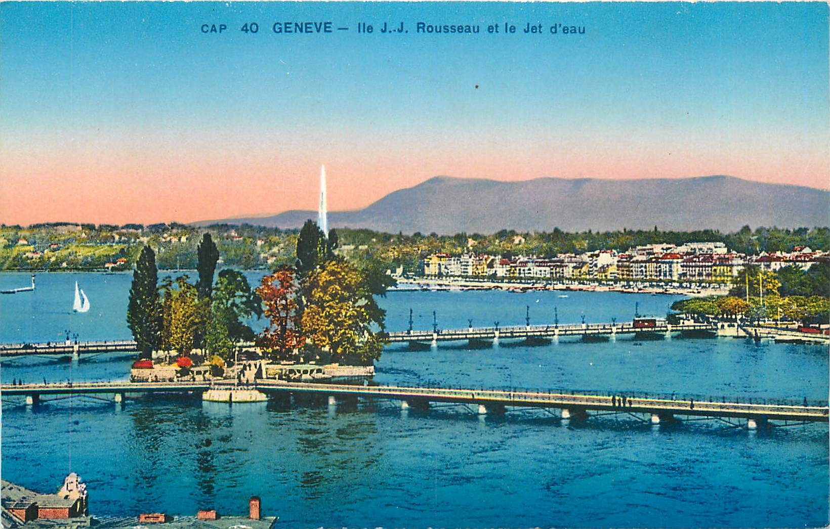 CPM Geneve Ile JJ Rousseau et le Jet d'Eau 