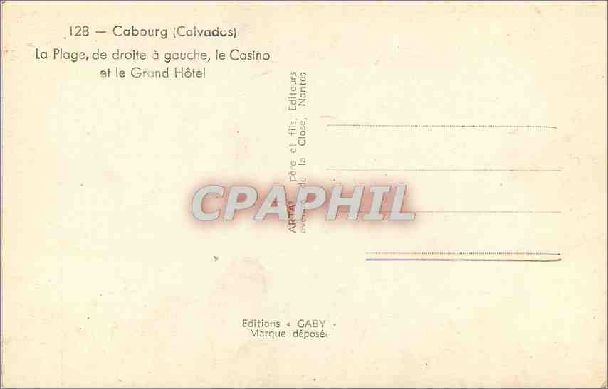 Cabourg (Calvados) — La Plage, le Casino et le Grand Hôtel — Gaby — Verso