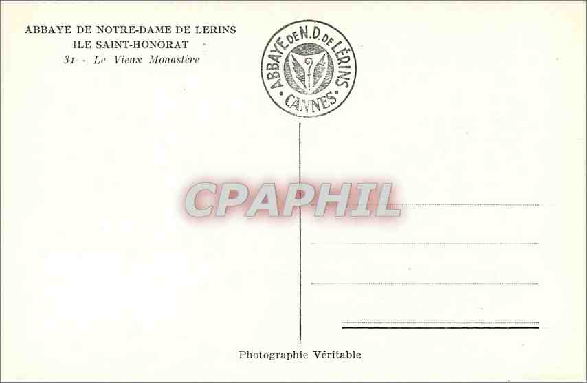 CPM Abbaye de Notre Dame de Lerins Ile Saint Honorat  — Rückseite