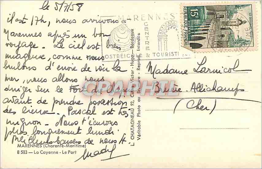 CPM Marennes Charente Maritime La Cayenne Le Port Bateaux — Back