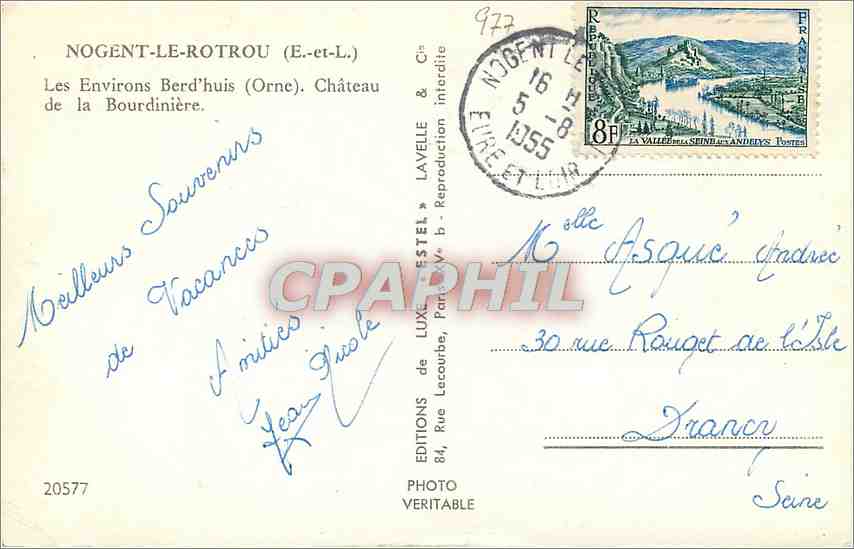 Château de la Bourdinière — Nogent-le-Rotrou (E.-et-L.) — Éditions Estel, n° 20577 — Verso