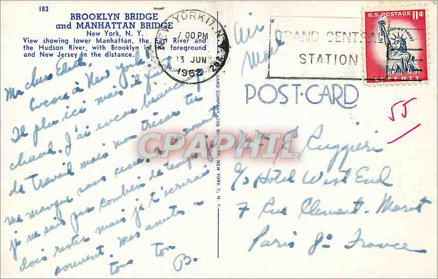 CPM Brooklyn Bridge and Manhattan Bridge New York  — Rückseite