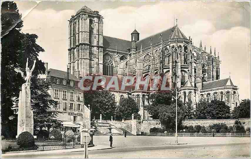 CPM Le Mans Monument de Wilbur Wright et la Cathedrale Saint Julien 