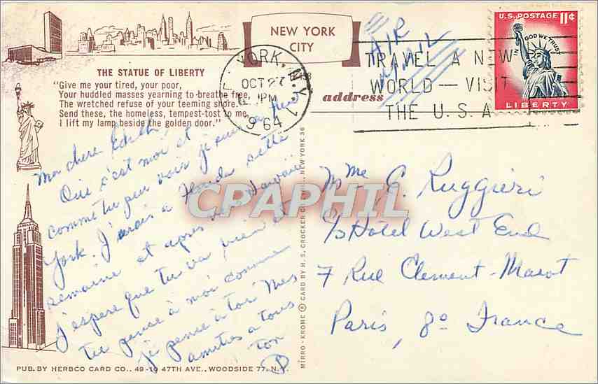 CPM The Statue of Liberty New York City  — Rückseite