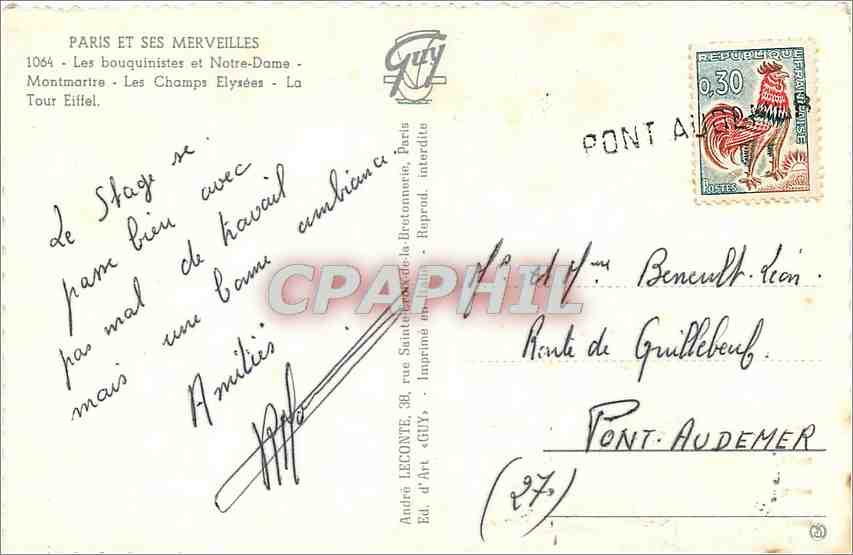 CPM Paris Les bouquinistes et Notre Dame Montmartre  — Verso