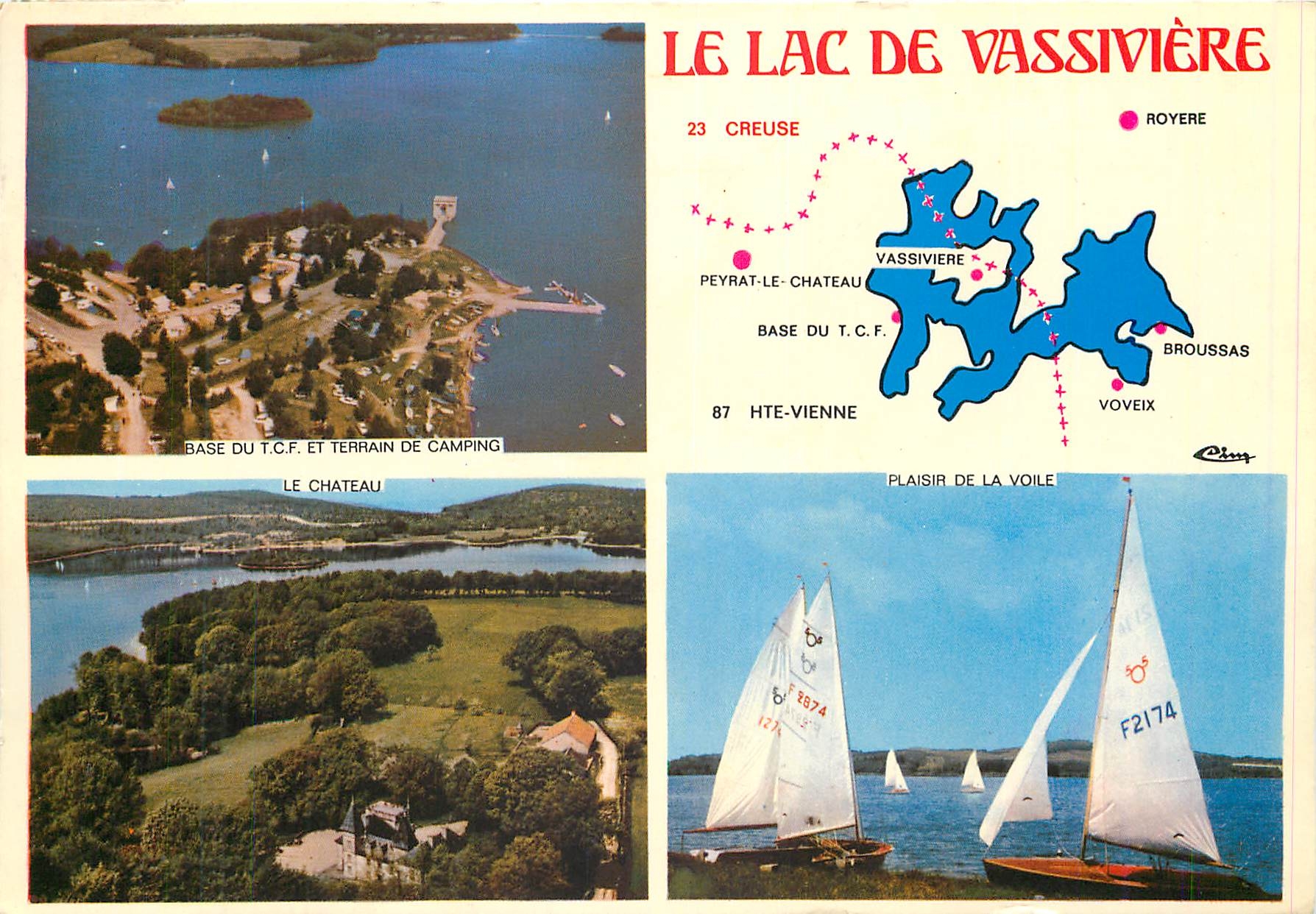 CPM Le Lac de Vassiviere Creuse Hte Vienne Camping Le château Plaisir de la voile