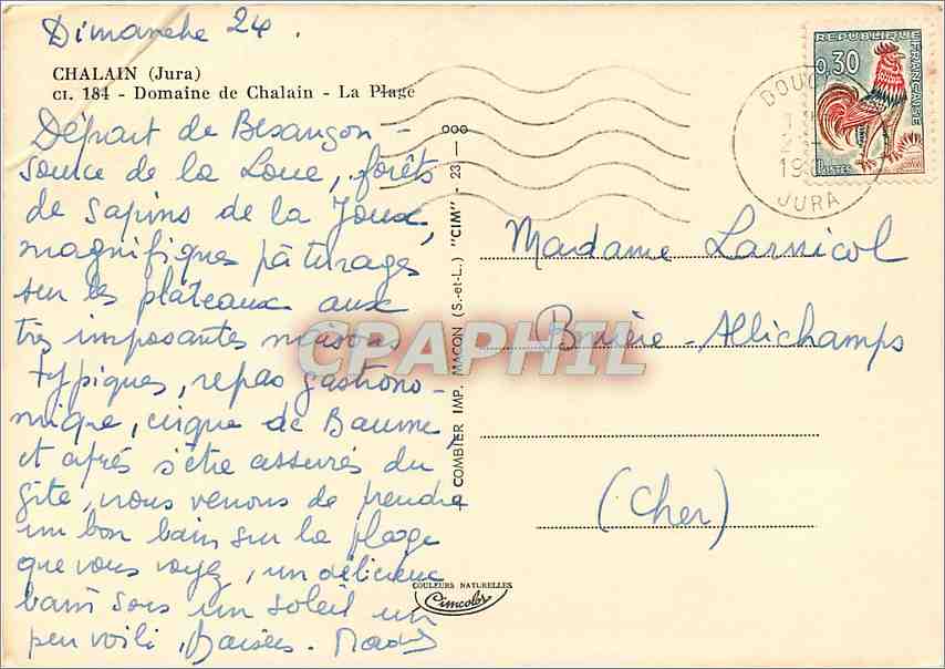 CPM Chalain Jura Domaine de Chalain La Plage  — Rückseite
