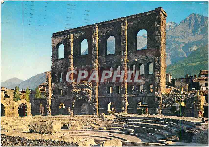 CPM Aosta Theatre Romain au fond le M Aemilius 
