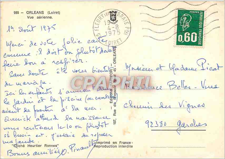 CPM Orleans Loiret Vue aerienne  — Rückseite