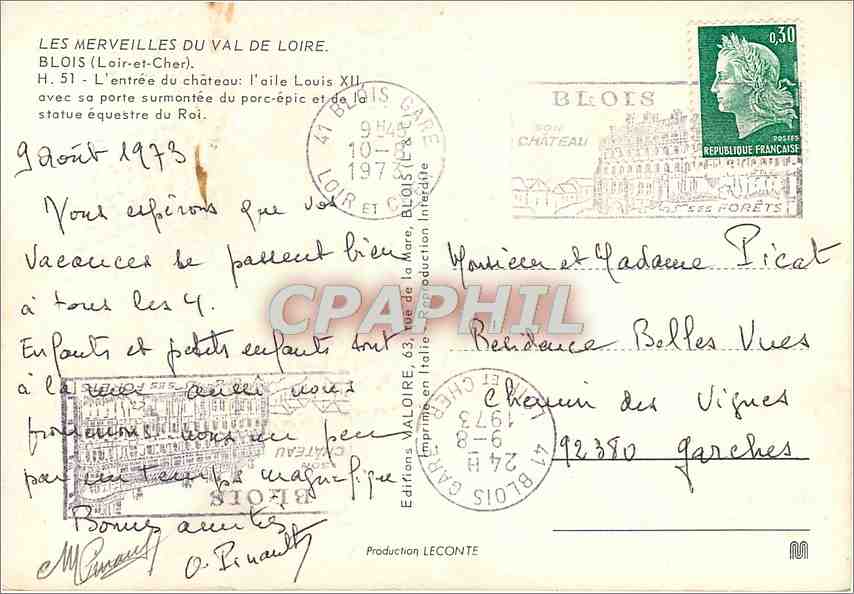 CPM Blois Loir et Cher L'entree du chateau l'aile Louis XII avec sa porte surmontee du porc epic et  — Verso