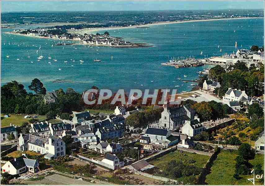 CPM Loctudy Finistere Le centre du Bourg et la riviere en face de l'lle Tudy 
