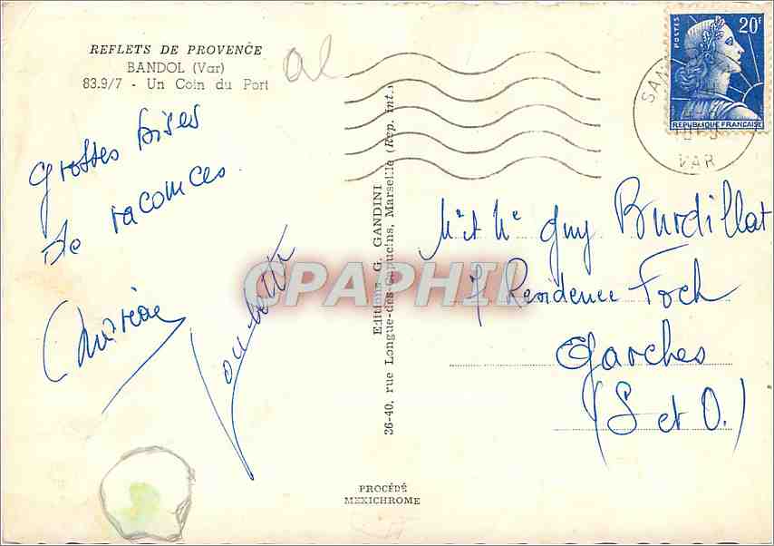 CPM Bandol Var Un Coin du Port Bateaux — Rückseite