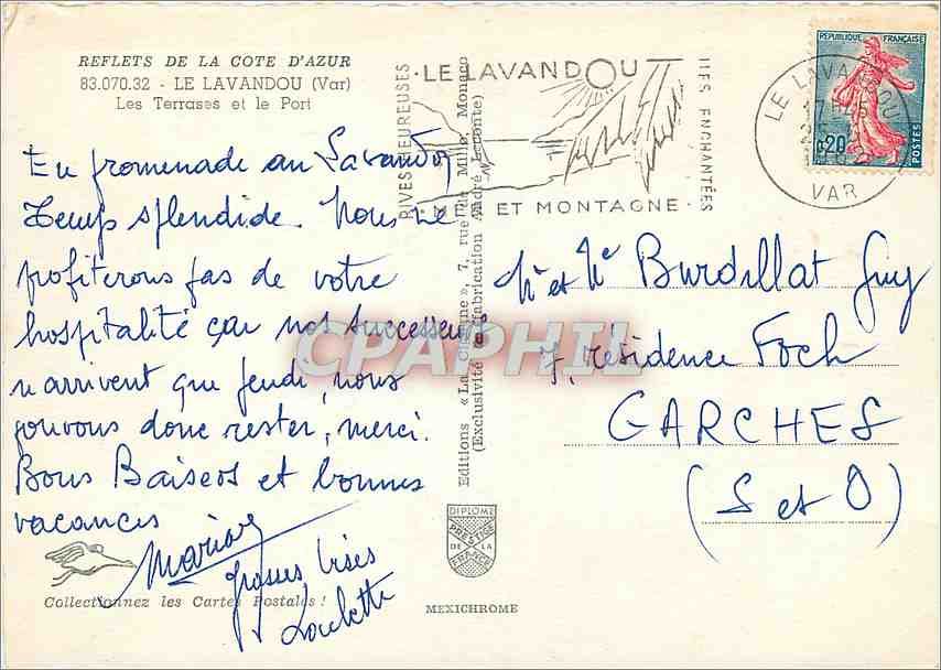 CPM Le Lavandou Var Les Terrasses et le Port  — Rückseite
