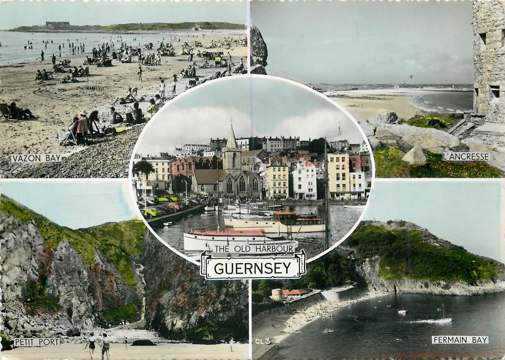 CPM The Old Harbour Guernsey Vazon Bay L'Ancresse Petit Port Fermain Bay