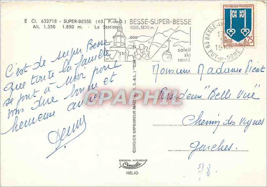 CPM Super Besse P de D La Station Ski — Verso
