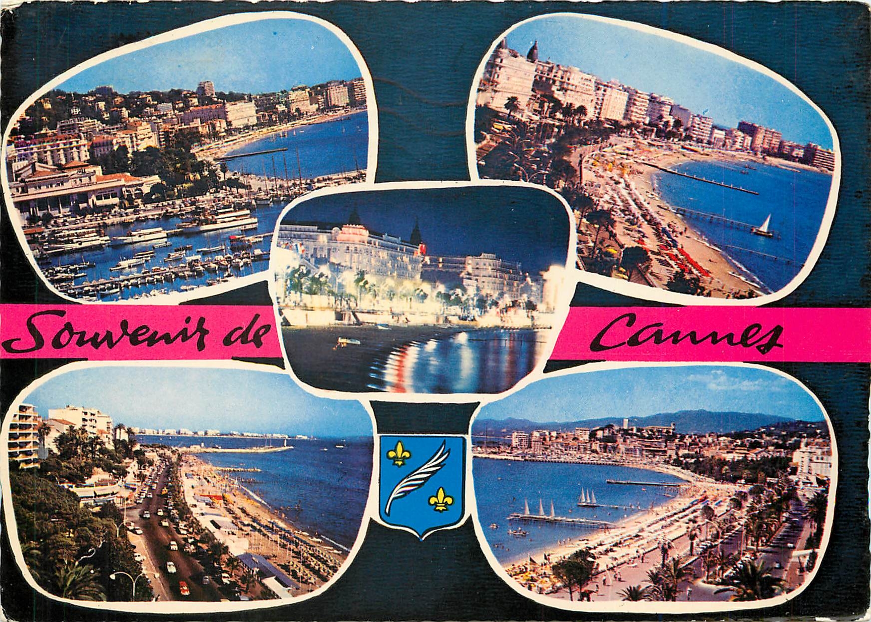 CPM Cannes AM Le Port et le Casino Municipal La Plage de la Croisette et les Palaces 