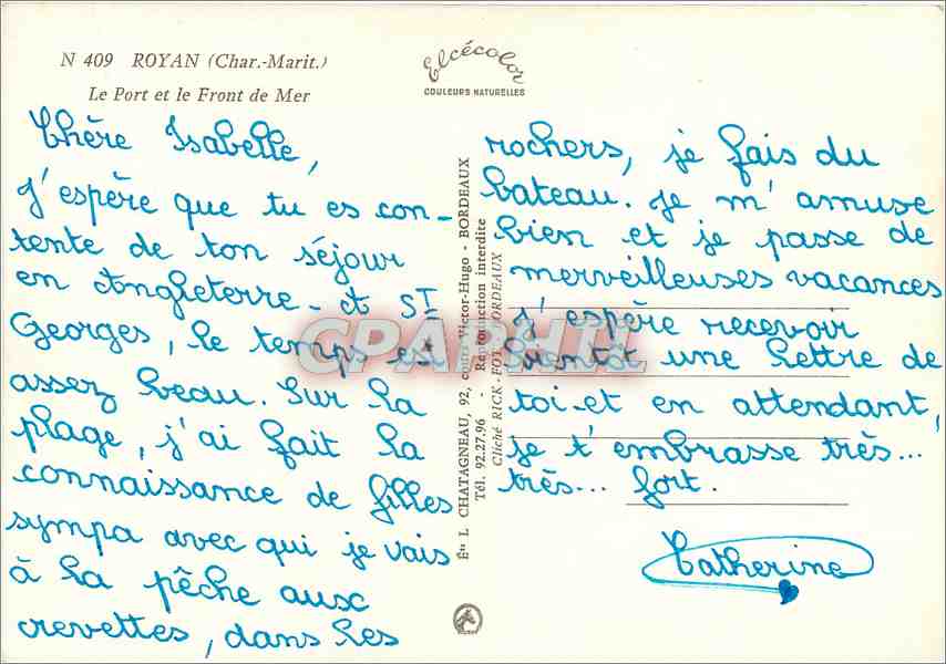 CPM Royan Char Marit Le Port et le Front de Mer Bateaux — Rückseite