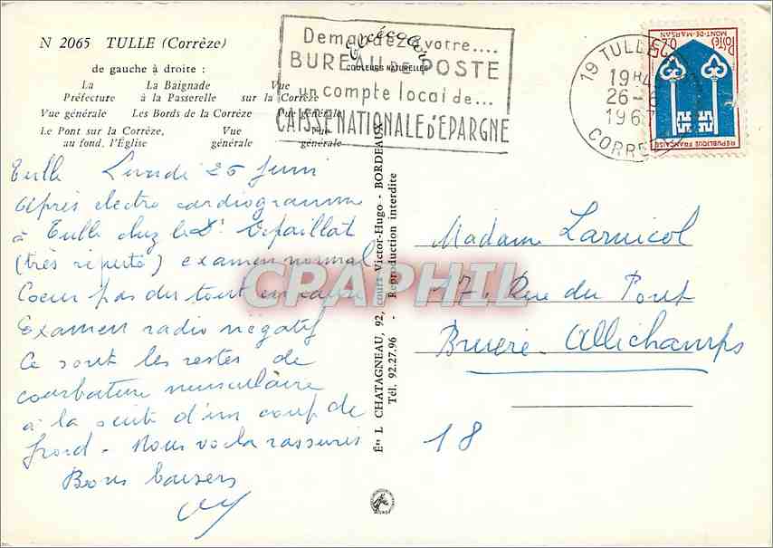CPM Tulle Correze de gauche a droite La Prefecture Vue generale  — Rückseite