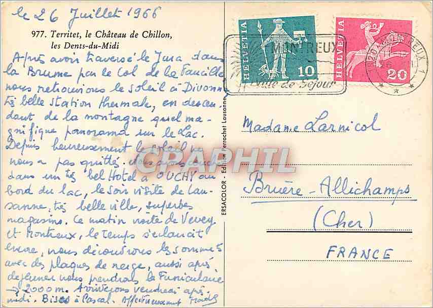 CPM Territet le Chateau de Chillon les Dents du Midi  — Verso
