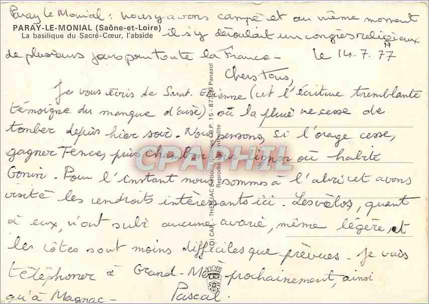 CPM Paray le Monial Saone et Loire La basilique du Sacre Coeur l'Abside  — Rückseite