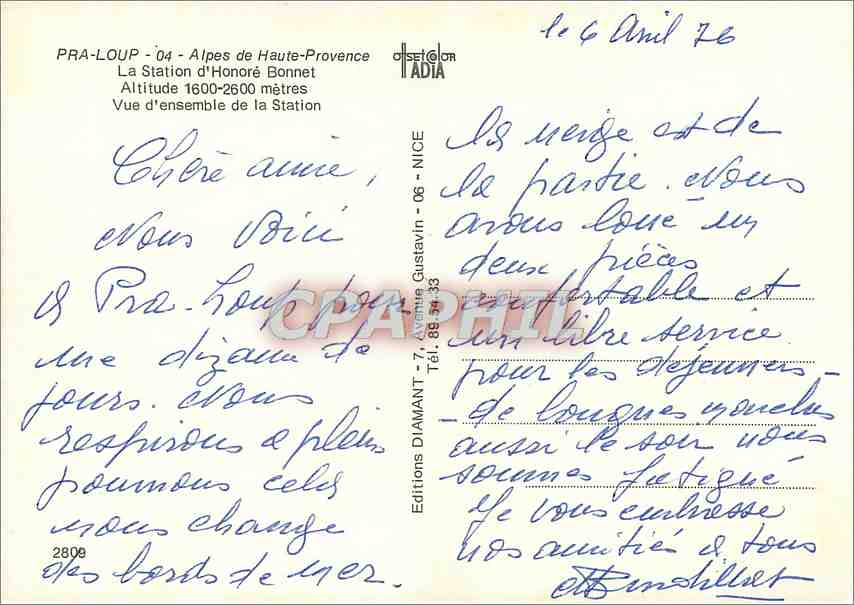 CPM Pra Loup Alpes de Haute Provence La Station d'Honore Bonnet  — Back