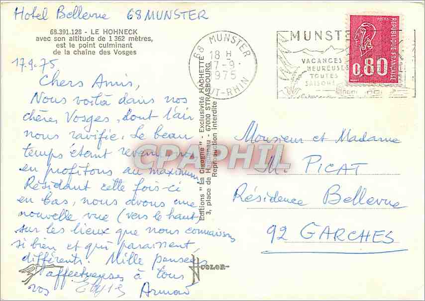 Les Vosges — Le Hohneck — Éditions 'La Chorète' — Verso