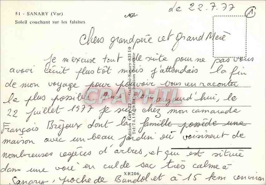 CPM Sanary Var Soleil couchant sur les falaises  — Rückseite