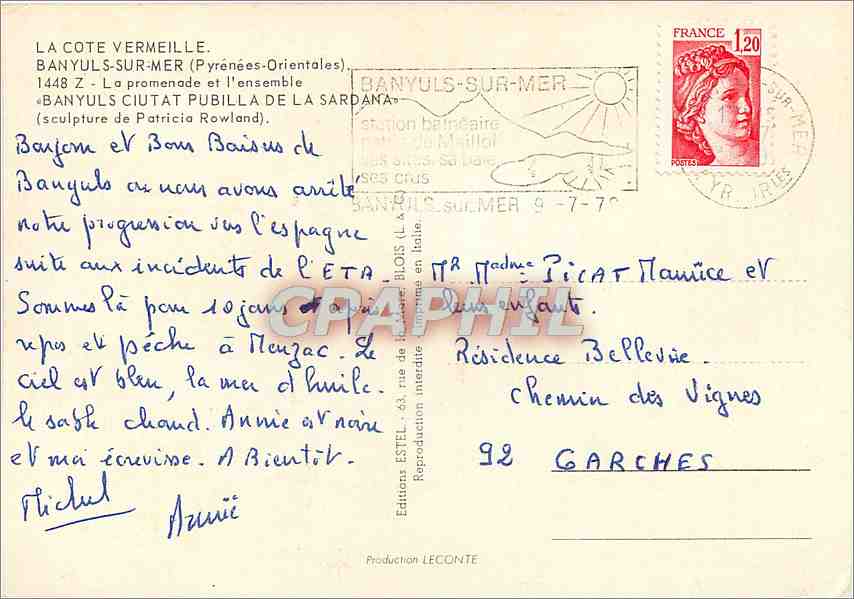 CPM Banyuls sur Mer Pyrenees Orientales La promenade et l'ensemble  — Verso