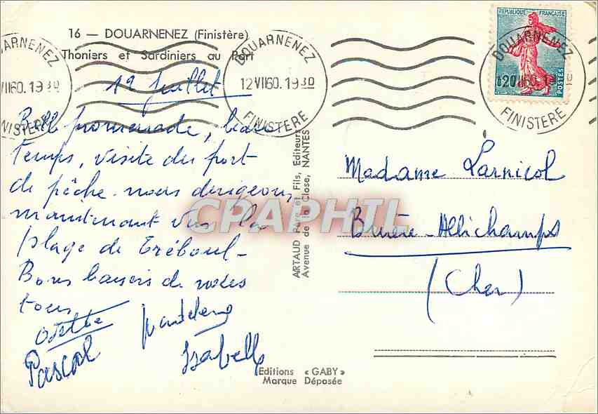 CPM Douarnenez Finistere Thoniers et Sardiniers au Port Bateaux de peche — Rückseite