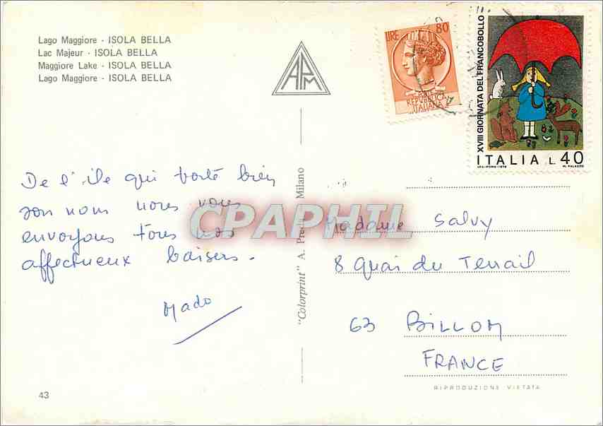 CPM Lac Majeur Isola Bella  — Rückseite