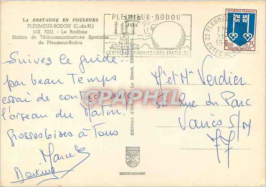 CPM Pleumeur Bodou C du N Le Radome Station de Telecommunications Spatiales de Plemeur Bodou  — Rückseite