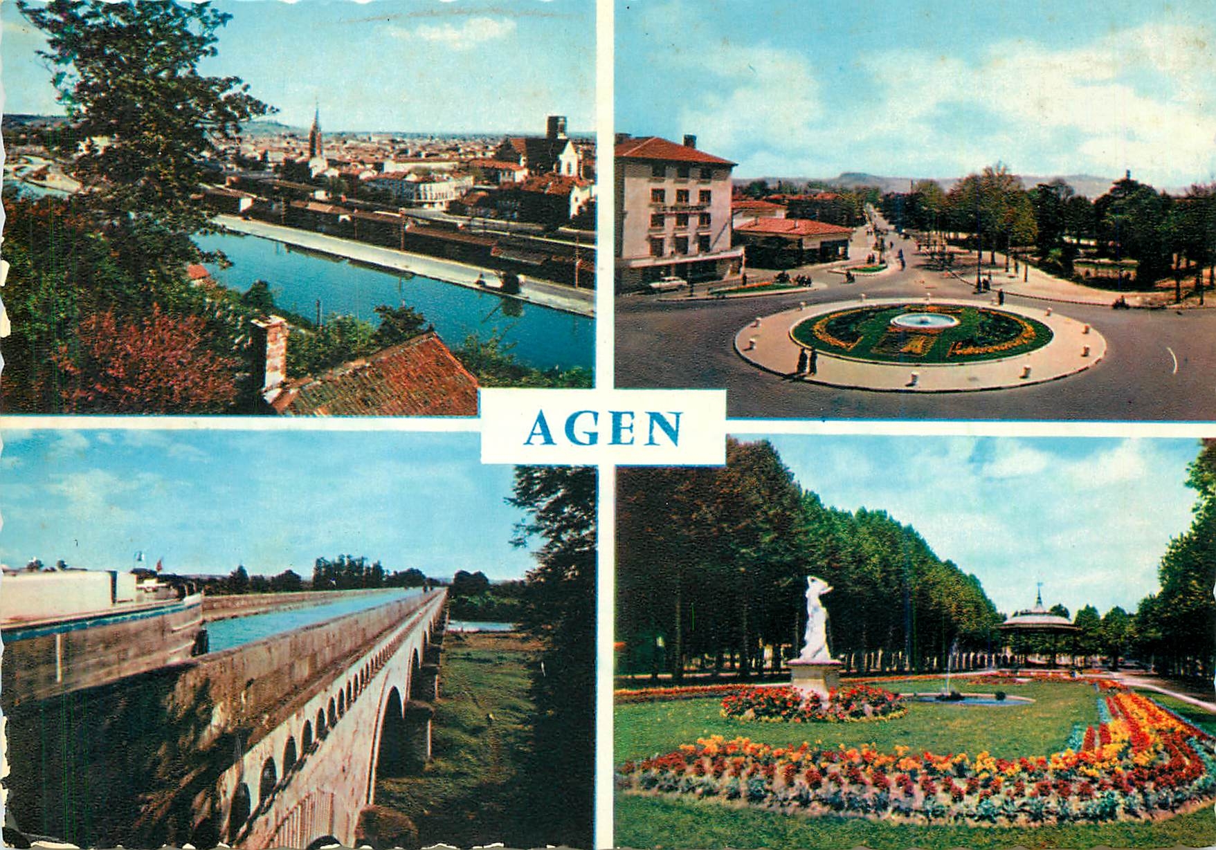 CPM Agen Vue generale Pont Canal Promenade du Gravier 