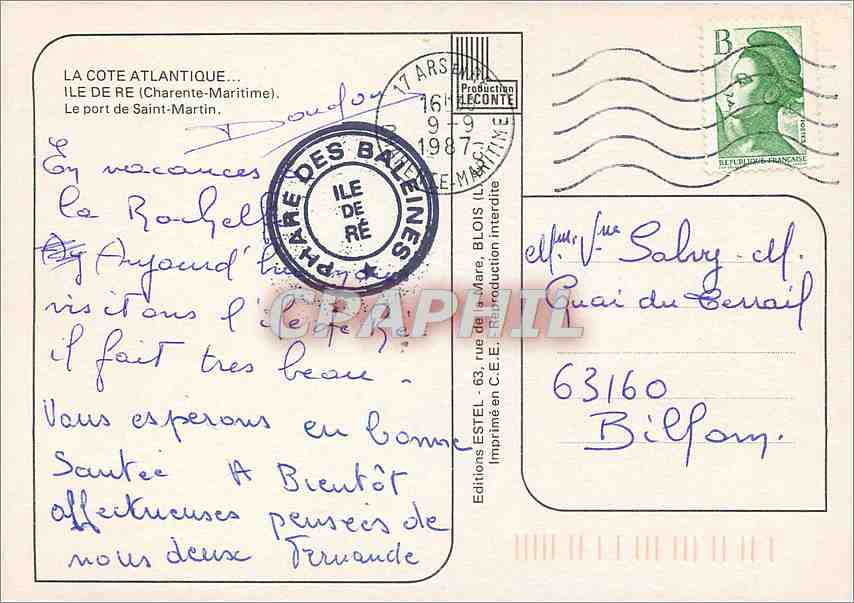 CPM Ile de Re Charente Maritime Le port de Saint Martin  — Back