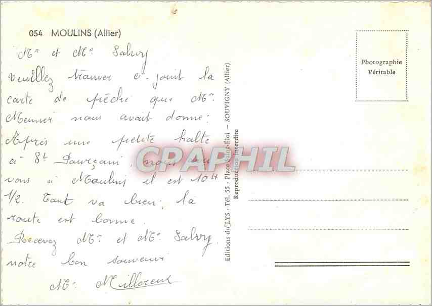 CPM Moulins Allier  — Verso
