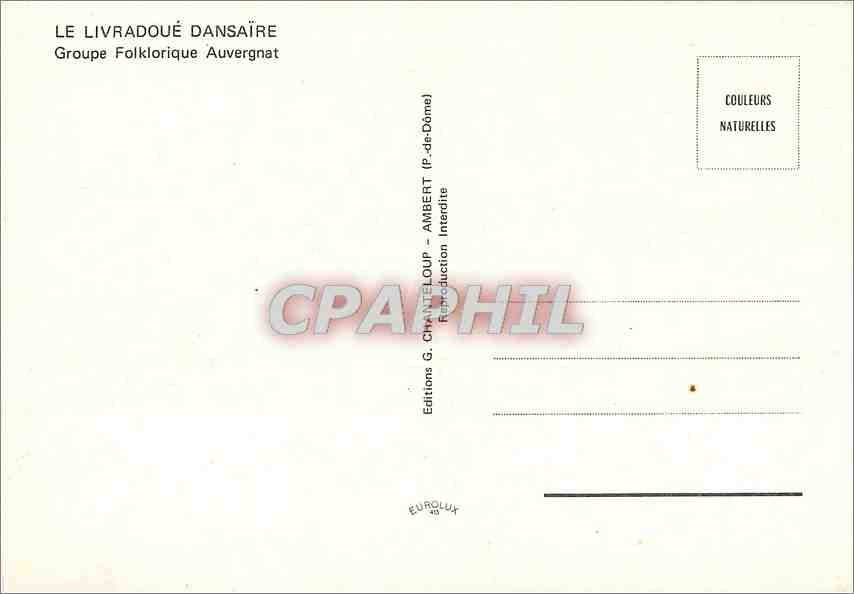 CPM Le Livradoue Dansaire Groupe Folklorique Auvergnat Folklore — Rückseite