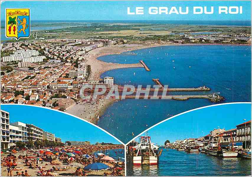 CPM Le Grau du Roi Gard Vue aerienne La plage de la rive gauche Le Canal 