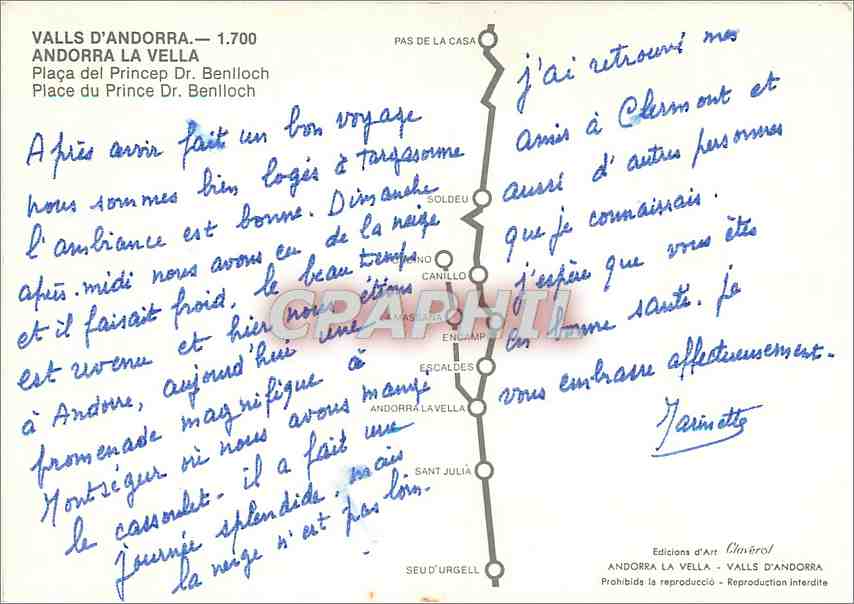 CPM Valls d'Andorra Place du Prince Dr Benlloch  — Rückseite