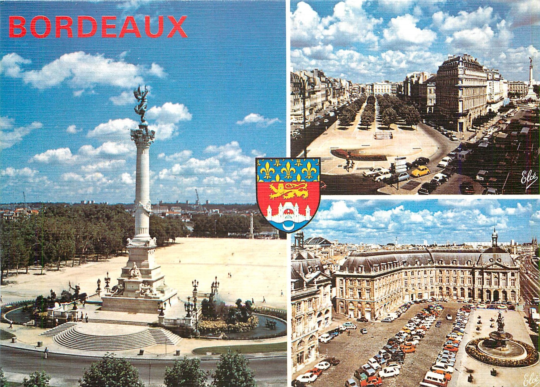 CPM Bordeaux Le Monument aux Girondins Les Allees de Tourny La Place de la Bourse 
