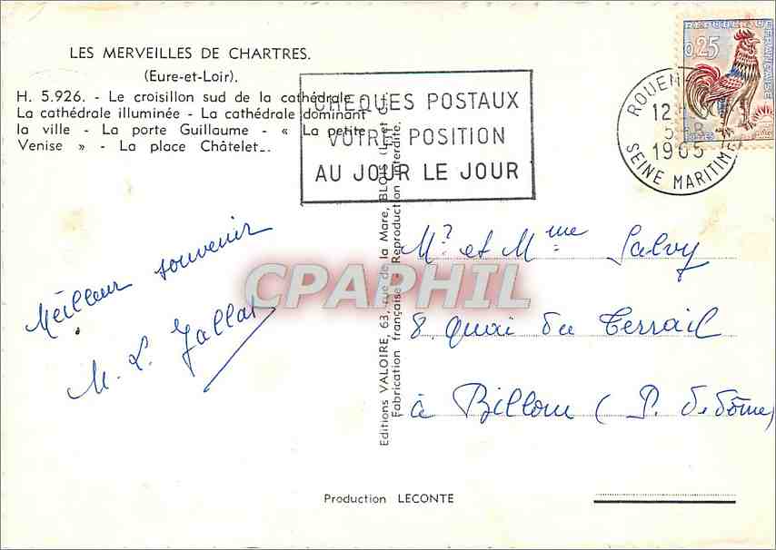 CPM Chartres Eure et Loir Le croisillon sud de la cathedrale  — Rückseite