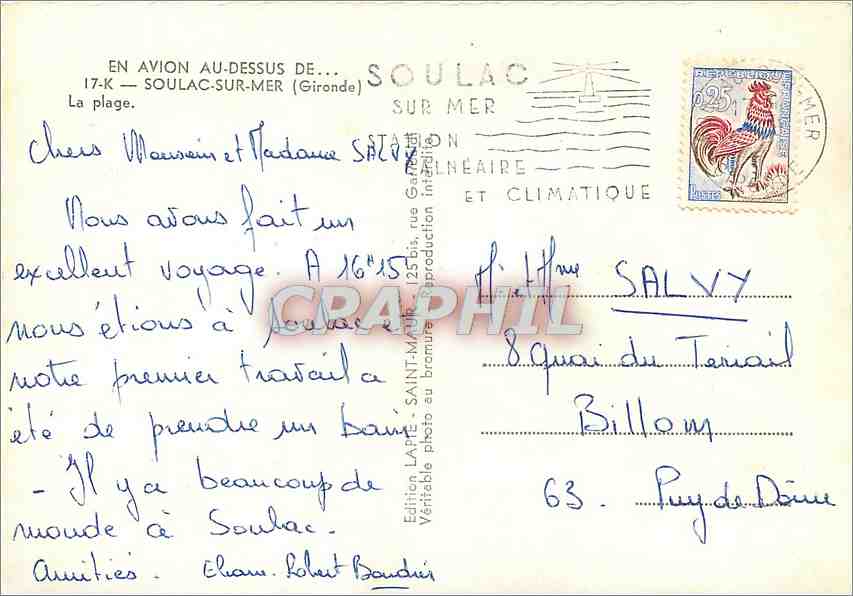 CPM Soulac sur Mer Gironde La plage  — Rückseite