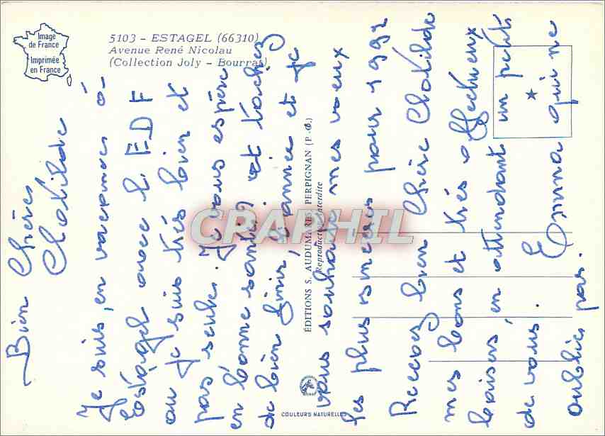 CPM Estagel Avenue Rene Nicolau  — Rückseite